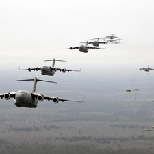 Boeing C-17 Globemaster III, jumps, parachute, flight