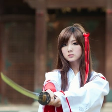 katana, Asian, girl