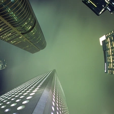 skyscrapers, Hong, Kong, clouds