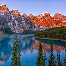 Mountains, Province of Alberta, trees, Banff National Park, Canada, Lake Moraine, viewes