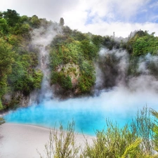 New Zeland, lake, Steam, Waimangu Volcanic Valley
