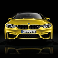 Lamps, rings, BMW M4, Front, Golden