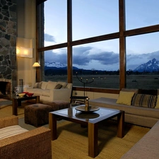 interior, Viewing Window, landscape, burner chimney