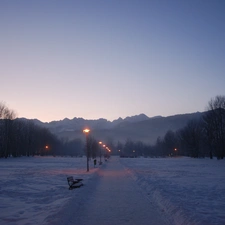 Mountains, winter, lane, Zakopane