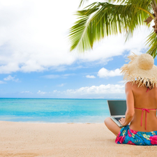 Beaches, Women, laptop, summer