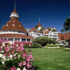 Hotel hall, Flowers, Lawn, Coronado