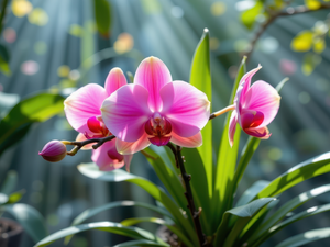 bud, Leaf, Pink, orchid, Flowers