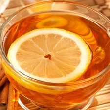 Lemon, cinnamon, plate, tea, cup