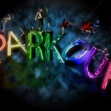 letters, People, graphics, parkour, 3D