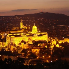 Budapest, Night, light, Town