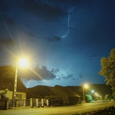 light, Lamp, Houses, Night, Way