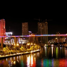 light, night, centre, town, Miami