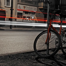 Red, evening, light, Bike