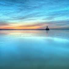 Lighthouse, Sky, sea