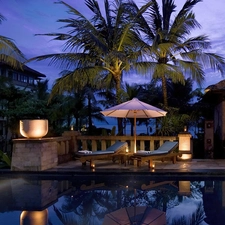 house, Palms, lighting, Pool