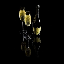 Bottle, Champagne, Lights, Dom Pérignon