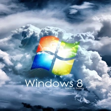 clouds, eight, logo, windows