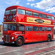 bus, Big Ben, London, bridge