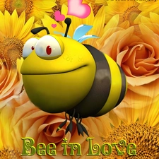 LOVE, Flowers, Bee