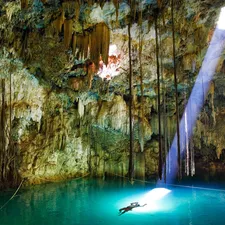 sun, cave, luminosity, water, flash, ligh