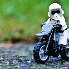 Lego, motor-bike, M&Ms mate
