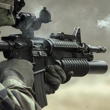 M16, soldier, gun