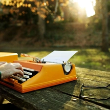 machine, a man, Writing, Glasses, Do, hands