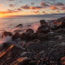 rocks, Great Sunsets, madeira, Portugal, Stones, sea