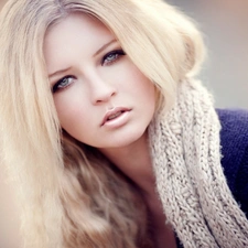 Blonde, delicate, make-up, Scarf