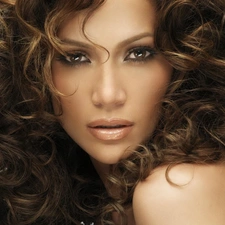 Women, curls, make-up, Jennifer Lopez