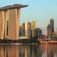 skyscrapers, Singapur, Marina Bay Sands