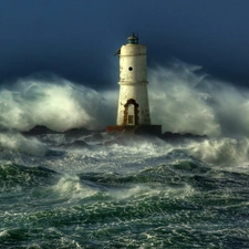 rough, Lighthouse, maritime, sea