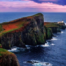 sea, Lighthouse, maritime, Rocks