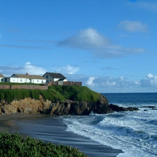 sea, Lighthouse, maritime, Waves