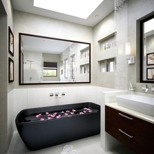 Bathroom, wash-stand, Mirror, Bath