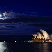 moon, clouds, Sydney, Night, Australia