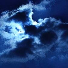 moon, Night, clouds