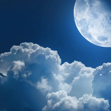 moon, Sky, clouds