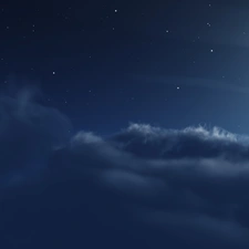 moon, Sky, clouds