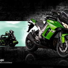 Kawasaki Z 1000 SX, motor-bike, motorcyclists, Green