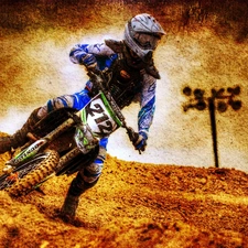 Motocross, a man, Motorbike