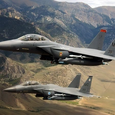 F-15, jets, Mountains