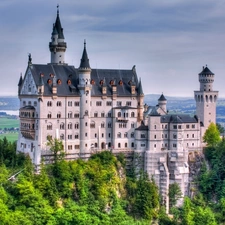 Mountains, Alps, Bavaria, Neuschwanstein Castle, Germany