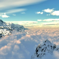 clouds, Mountains