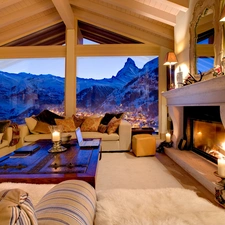 saloon, Mountains, burner chimney, View