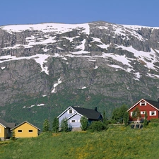 Mountains, Mosjoen, Houses