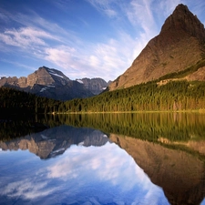 lake, reflection, Mountains, Mirror