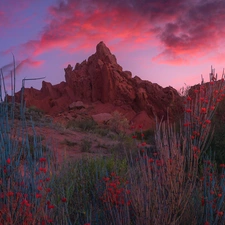 Great Sunsets, Kyrgyzstan, Mountains, VEGETATION, rocks