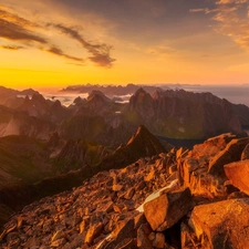 Lofoten, Norway, Stones, Mountains, rocks, sea