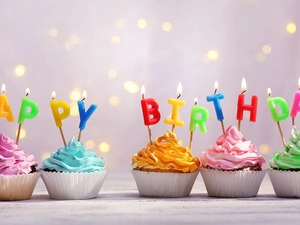 birthday, candles, Wishes, Muffins